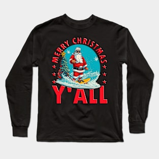 Funny Christmas In July Santa Surfing Long Sleeve T-Shirt